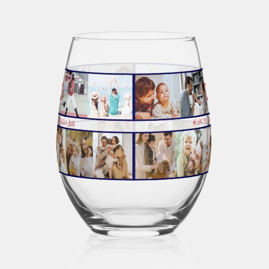 最高のパパ20回写真コラージュの父モダン者日 ステムなしワイングラス (左)