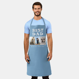 最高のパパ3フォトコラージュキープサキーブルー エプロン