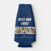 最高のパパ3枚のダークブルー ボトルクーラー (正面)