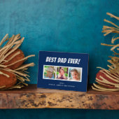 最高のパパ3枚の写真ファミリーブルー フォトプラーク (側面)