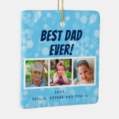 最高のパパ3枚写真スノーフレーク セラミックオーナメント (右)