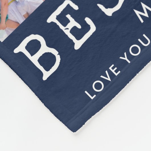 最高のパパ39号写真コラージュパーソナライズされた海軍 フリースブランケット (角)