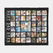 最高のパパ39枚の写真をコラージュ フリースブランケット (正面(横))