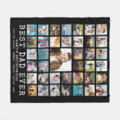 最高のパパ39枚の写真をコラージュ フリースブランケット (正面(横))