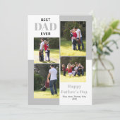 最高のパパ4枚の写真グレー父の日カード (スタンド正面)