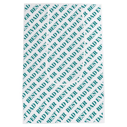 最高のパパ4枚の写真ティール（緑がかった色）父の日 ミディアムペーパーバッグ (裏面)