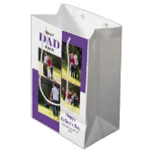 最高のパパ4枚の写真パープルファーザーズデイ ミディアムペーパーバッグ (正面アングル)