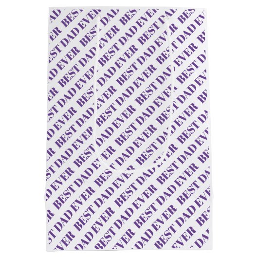 最高のパパ4枚の写真パープルファーザーズデイ ミディアムペーパーバッグ (裏面)