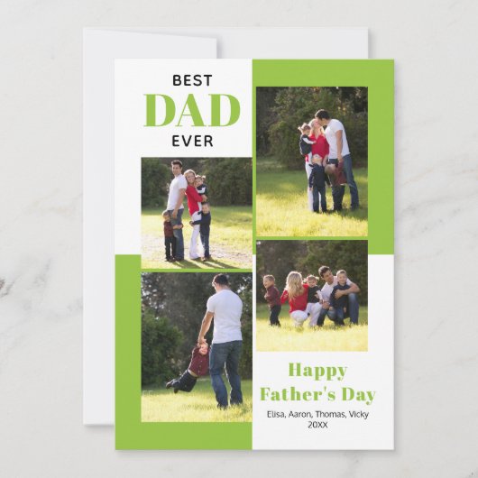 最高のパパ4枚の写真ライムグリーン父の日 (正面)