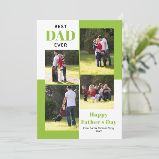 最高のパパ4枚の写真ライムグリーン父の日 (スタンド正面)