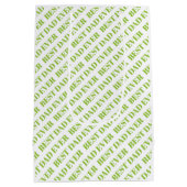 最高のパパ4枚の写真ライムグリーン父の日 ミディアムペーパーバッグ (裏面)