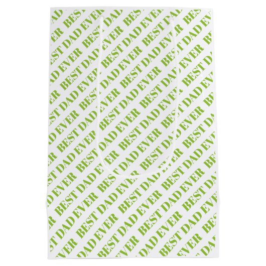 最高のパパ4枚の写真ライムグリーン父の日 ミディアムペーパーバッグ (裏面)