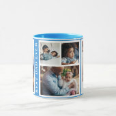 最高のパパ5シンプル枚のコラージュ白い青 マグカップ (中央)