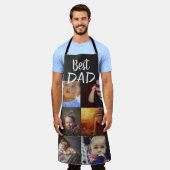 最高のパパ6フォトコラージュ家族フォトグレー エプロン (着用した状態)