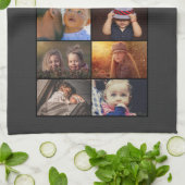 最高のパパ6フォトコラージュ家族フォトグレー キッチンタオル (折り畳み)