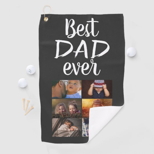 最高のパパ6フォトコラージュ家族フォトグレー ゴルフタオル (インサイチュ)