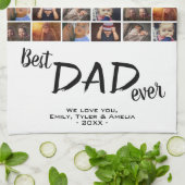 最高のパパ6フォトコラージュ家族フォトパターン キッチンタオル (折り畳み)