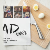 最高のパパ6フォトコラージュ家族フォトパターン キッチンタオル (四つ折り)