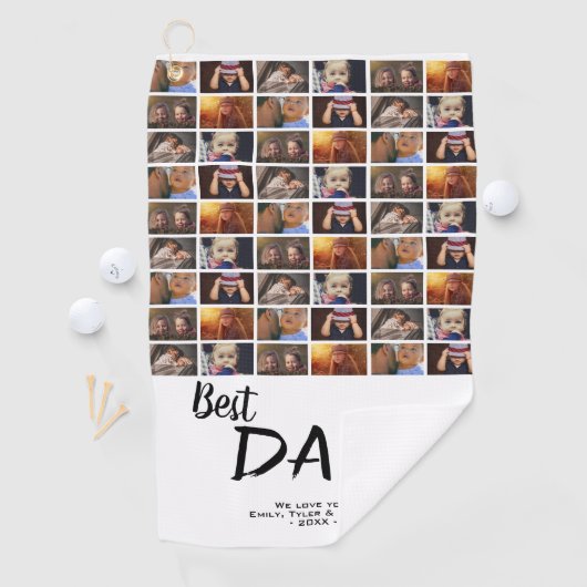 最高のパパ6フォトコラージュ家族フォトパターン ゴルフタオル (インサイチュ)