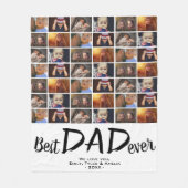 最高のパパ6フォトコラージュ家族フォトパターン フリースブランケット (正面)