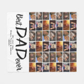 最高のパパ6フォトコラージュ家族フォトパターン フリースブランケット (正面(横))