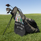 最高のパパ9フォトコラージゴルフタオル ゴルフタオル (グリーン)