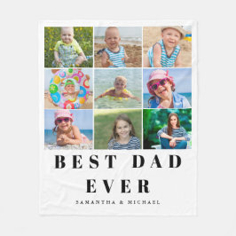 最高のパパ9フォトコラージュ フリースブランケット