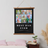 最高のパパ9フォトコラージュ 吊り下げ型タペストリー (寝室)