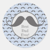 最高のパパ!おもしろいひげ型父の日 ラウンドシール (正面)