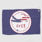 最高のパパ |アメリカ国旗のゴルフプレーヤー ゴルフタオル (横)