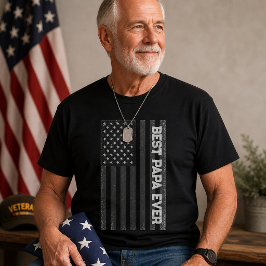 最高のパパ アメリカ国旗 フェザーズデイ Tシャツ