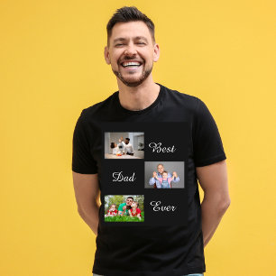 最高のパパ・エバー・ファザーズ・デイ3フォトコラージュTシャツ Tシャツ