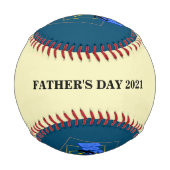 最高のパパ・エバー・ファザーズ・デイ・アイアー・ブルー・グラフィック 野球ボール (裏面)