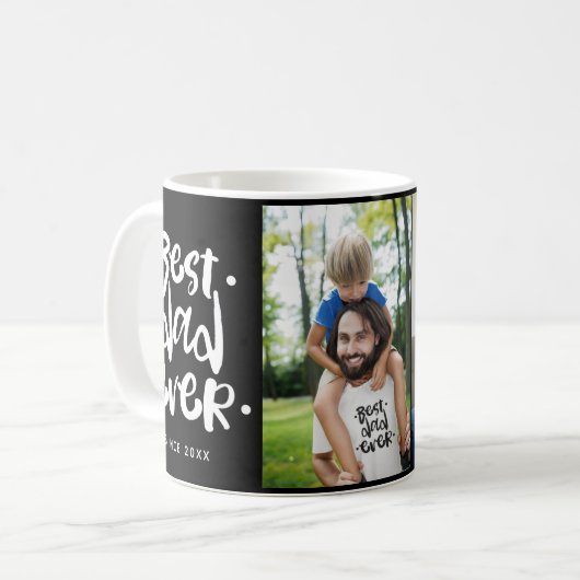 最高のパパ・エバー・フォトコラージュ・ファザーズ・デイGIftトラフ コーヒーマグカップ (正面左)