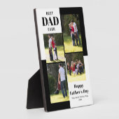 最高のパパ・エバー・ブラック・ホワイト・ファザーズ・デイの写真 フォトプラーク (側面)