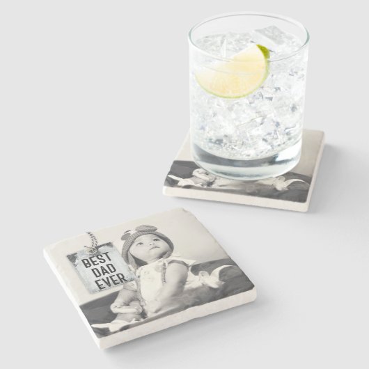 最高のパパ·エバ·フォト·ファザーズ·デイ ストーンコースター (横)