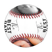 最高のパパ・エバ・ホワイト・ベビー2フォト・ネーム・野球 野球ボール (裏面)