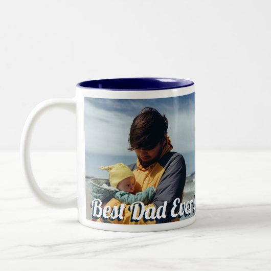 最高のパパ!カスタム2横置き写真 ツートーンマグカップ (左)