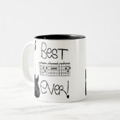 最高のパパ!ギターの弦のシンボルコーヒーマグ ツートーンマグカップ (正面左)