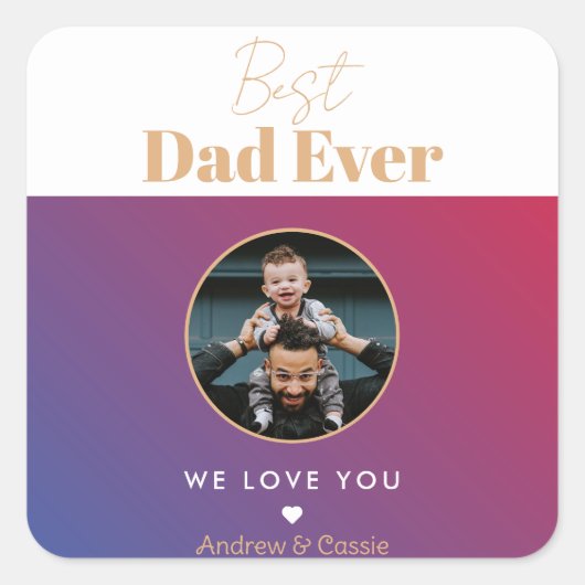 最高のパパ スクエアシール (正面)