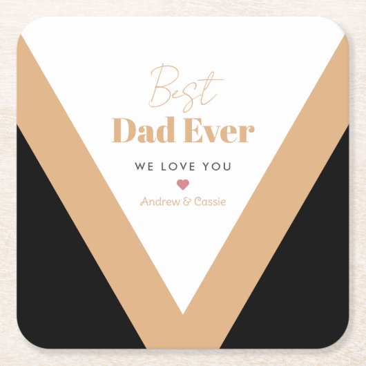最高のパパ スクエアペーパーコースター (正面)