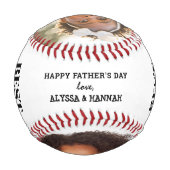 最高のパパ | タイポグラフィ2枚の写真コラージュ 野球ボール (裏面)