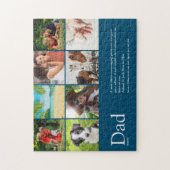 最高のパパ、ダッド、父の定義 6 枚の写真 ブルー ジグソーパズル (縦)