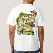 最高のパパ パイクマスター 釣り好きの面白い漫画 Tシャツ (裏面)