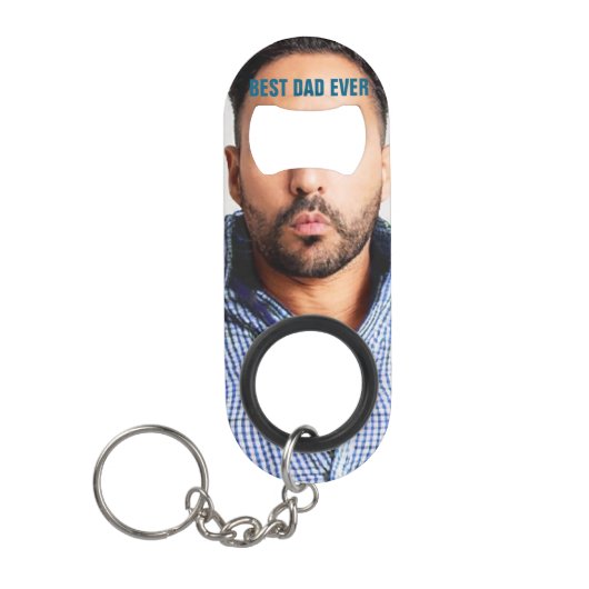 最高のパパ |パパおもしろい顔写真 キーホルダー栓抜き (正面)