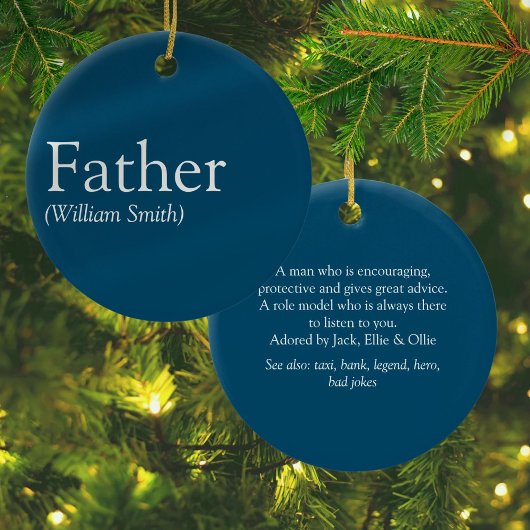 最高のパパ、パパ、父の定義ブルー セラミックオーナメント