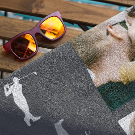 最高のパパ |パーソナライズされた 3枚の写真 ゴルフタオル