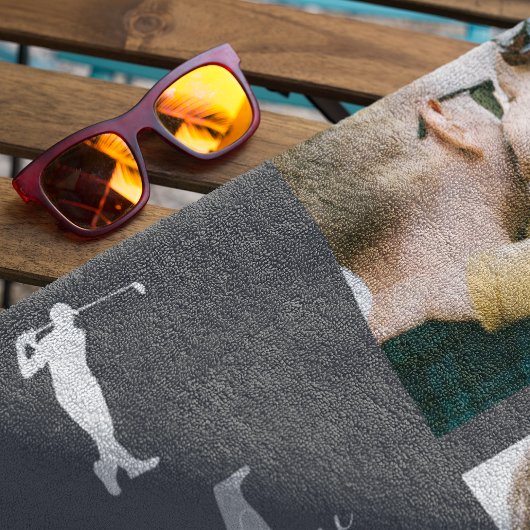 最高のパパ |パーソナライズされた 3枚の写真 ゴルフタオル