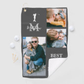 最高のパパ |パーソナライズされた 3枚の写真 ゴルフタオル (インサイチュ)