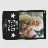 最高のパパ（パー）写真名（白黒）   ゴルフタオル (横)